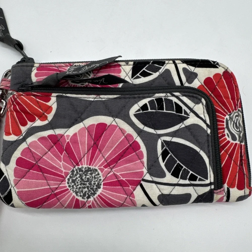 Vera Bradley Mod Floral Pink Zip-Around Wristlet Wallet 7 X 4.5